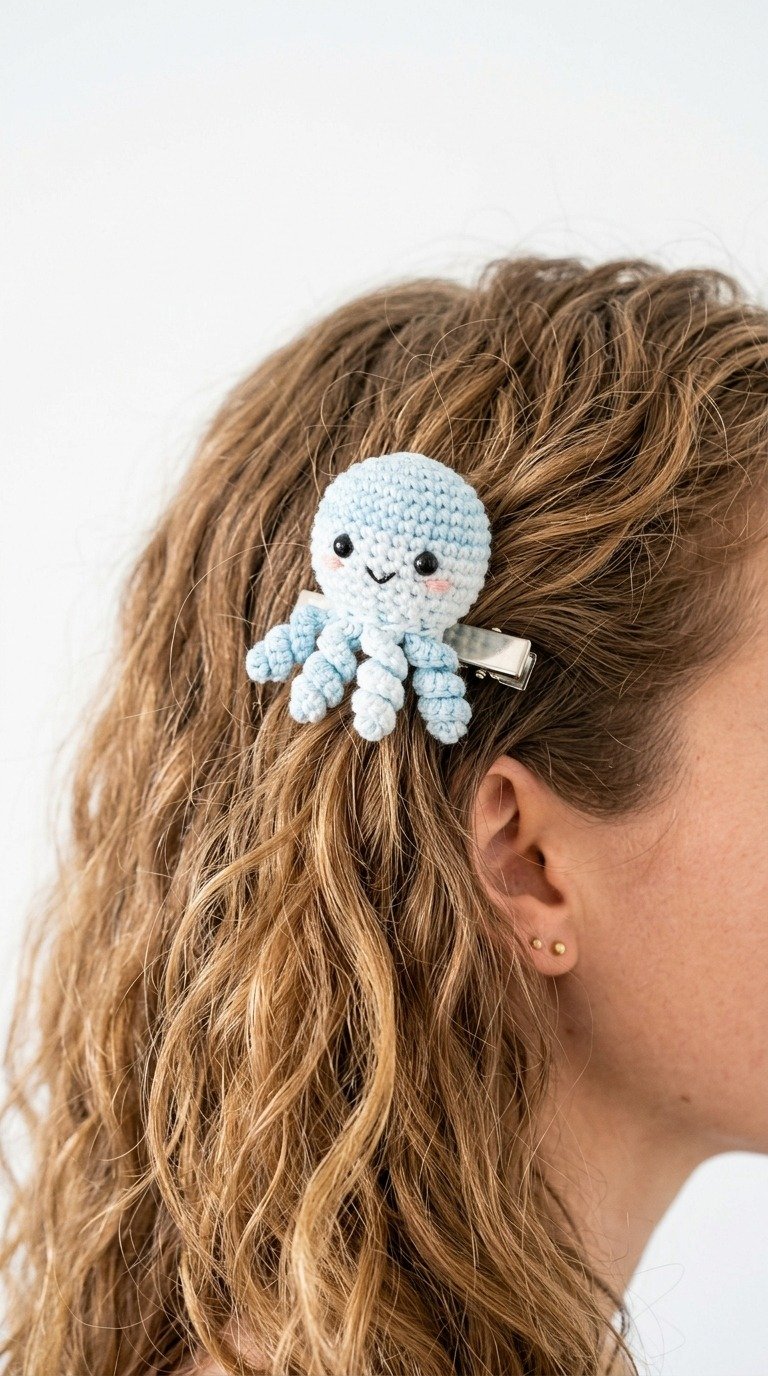 Adorable Free Crochet Octopus Hair Clip Pattern