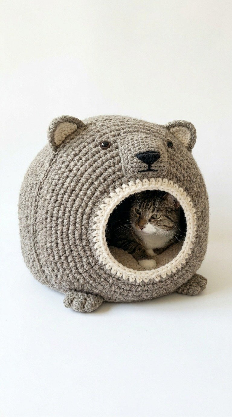 Cozy Crochet Bear Cat Bed Pattern: DIY Bear Pet Cave