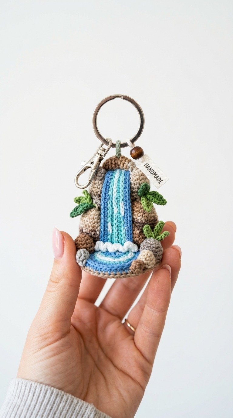 How to Crochet a Miniature Waterfall Keychain: Free Amigurumi Pattern