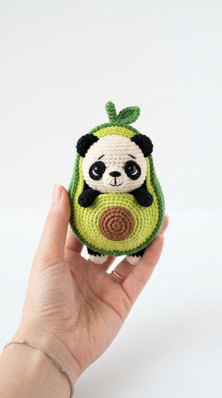 Adorable Crochet Avocado Panda Amigurumi Pattern