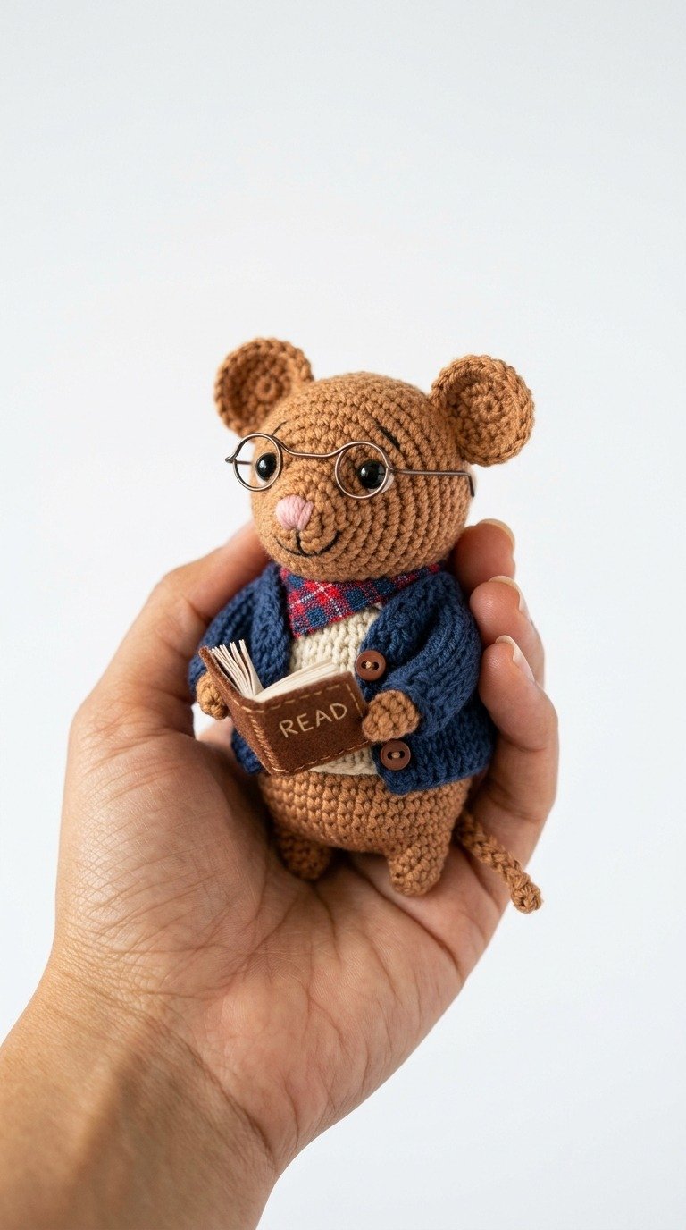 Adorable Crochet Reading Mouse Amigurumi Pattern