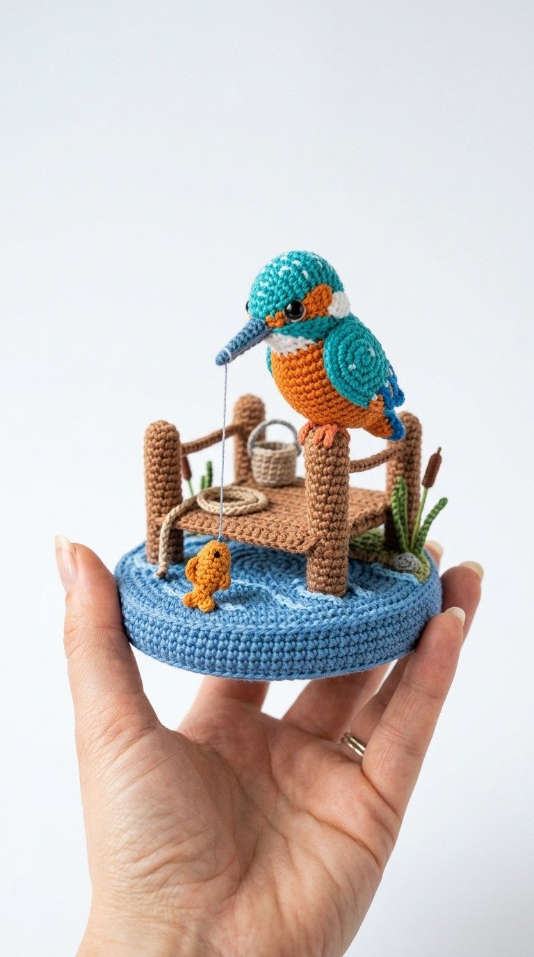 Charming Crochet Kingfisher on Pier Amigurumi Pattern