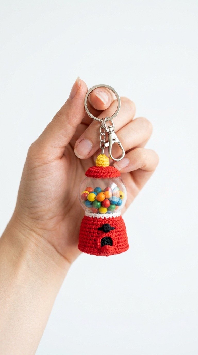 Mini Crochet Gumball Machine Keychain Free Pattern