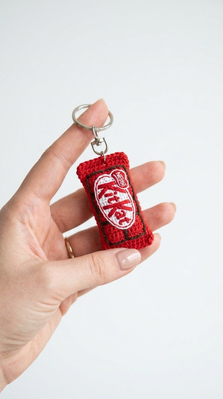 Adorable Crochet KitKat Keychain Free Pattern