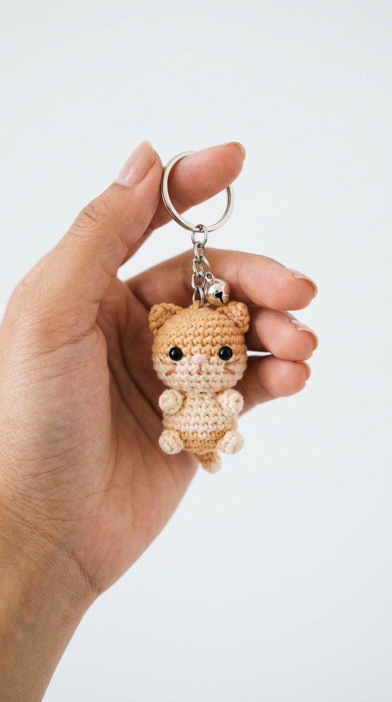 Adorable Crochet Mini Cat Keychain Free Pattern