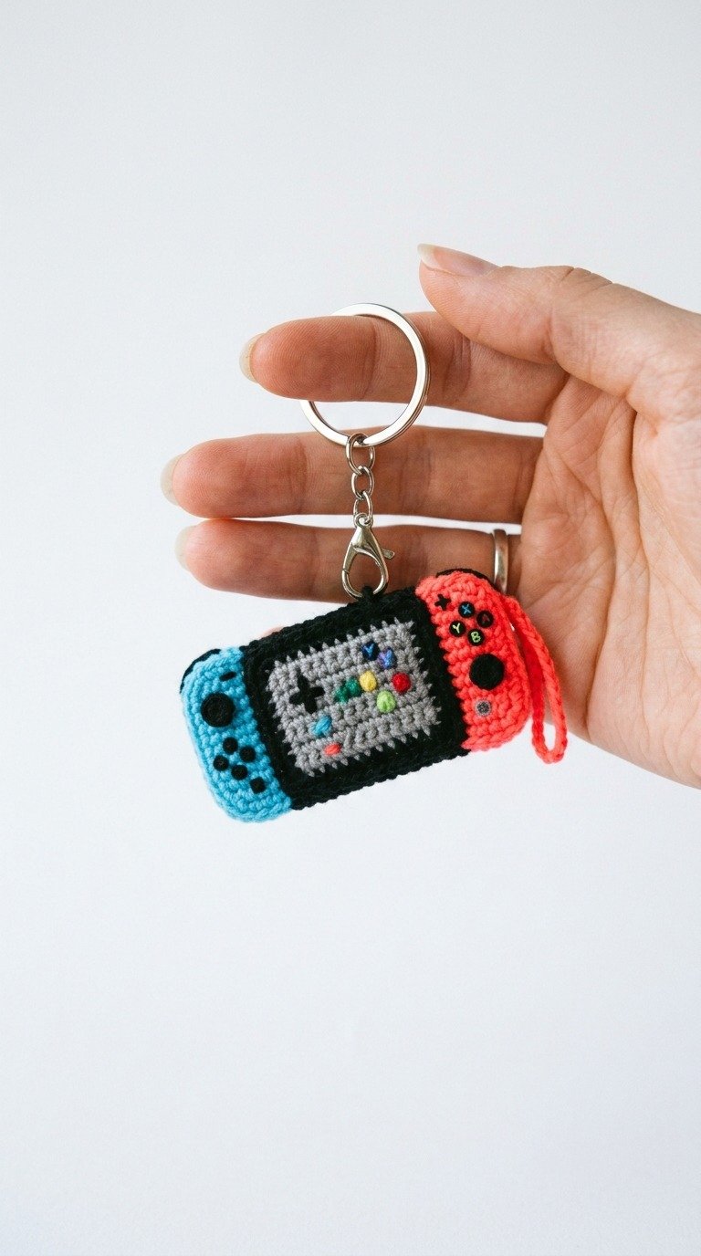 Free Crochet Game Console Keychain Pattern