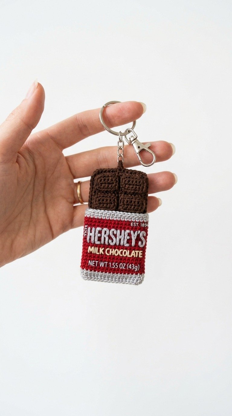 Mini Crochet Chocolate Bar Keychain Free Pattern