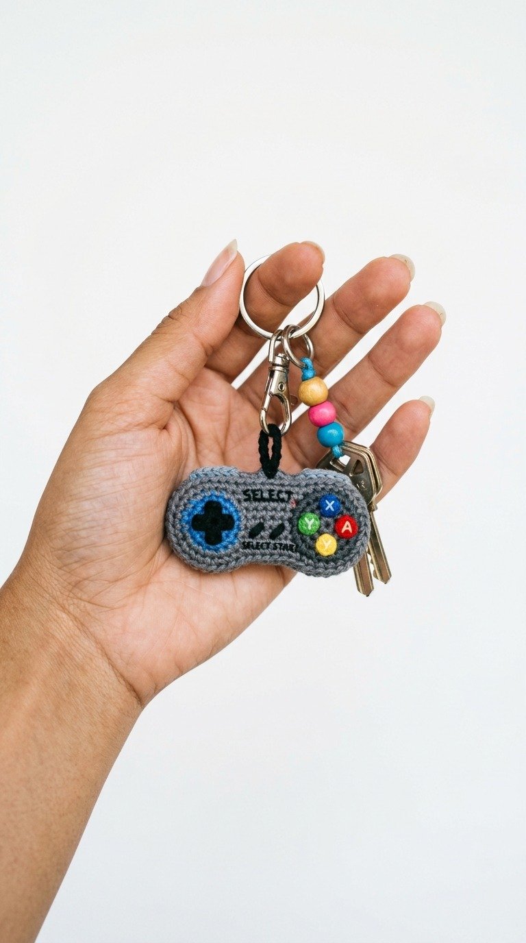 Retro Crochet Game Controller Keychain Pattern