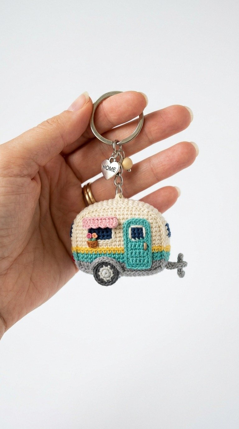 Adorable Crochet Vintage Camper Keychain Pattern