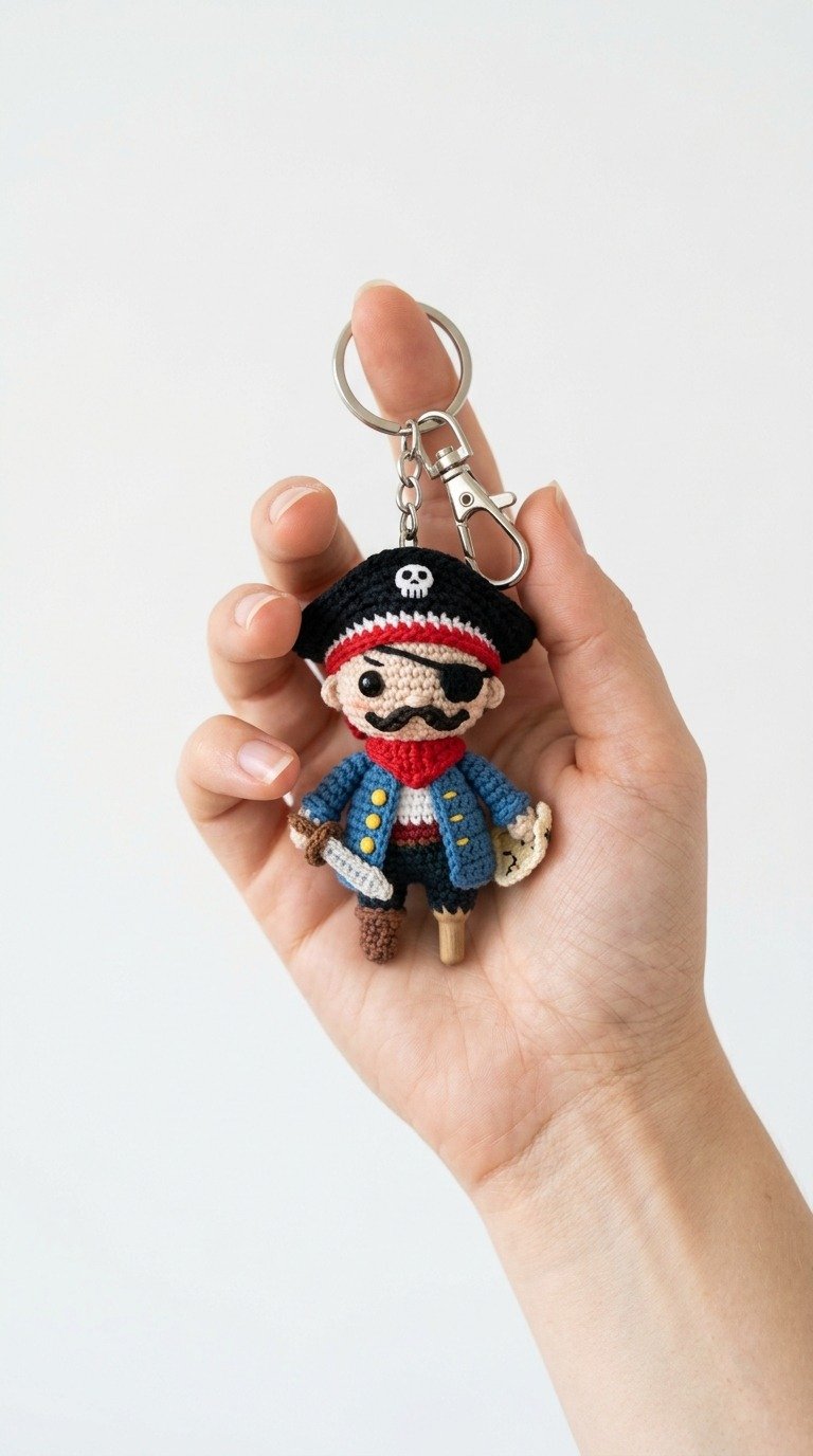 Adorable Mini Crochet Pirate Keychain Free Pattern