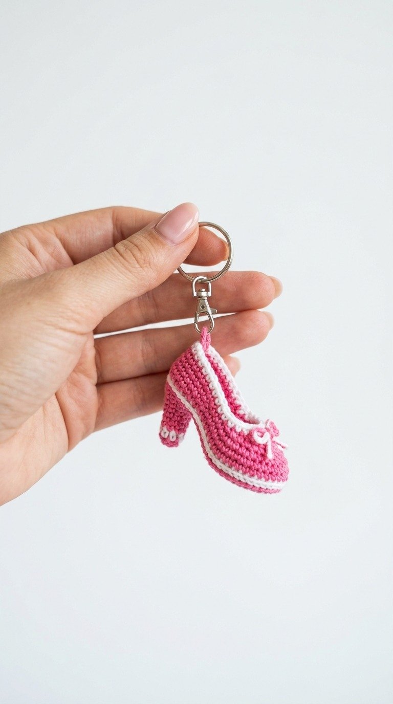 Chic Mini Crochet High Heel Shoe Keychain Free Pattern