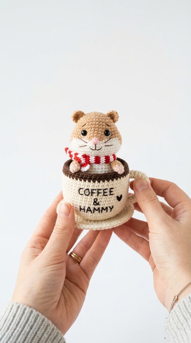 Crochet Hamster in Coffee Cup - Free Amigurumi Pattern
