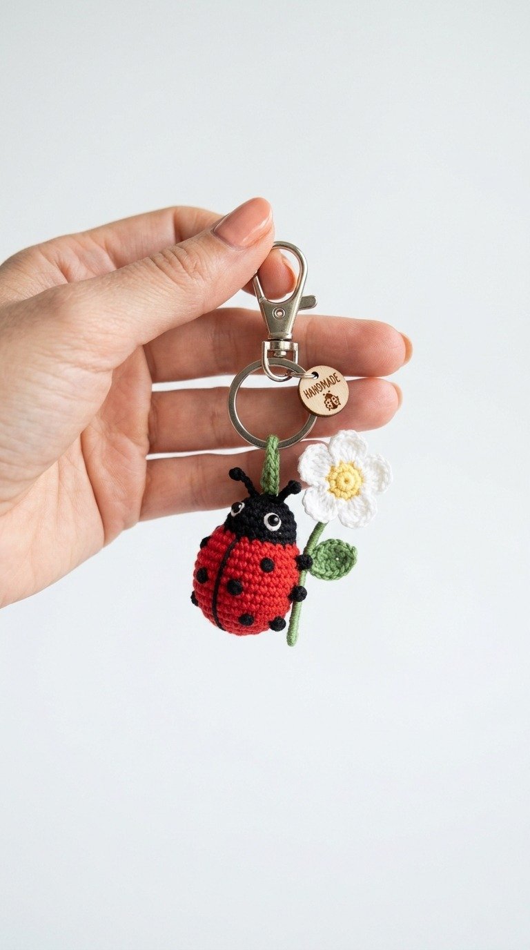 Adorable Crochet Ladybug Keychain Free Pattern
