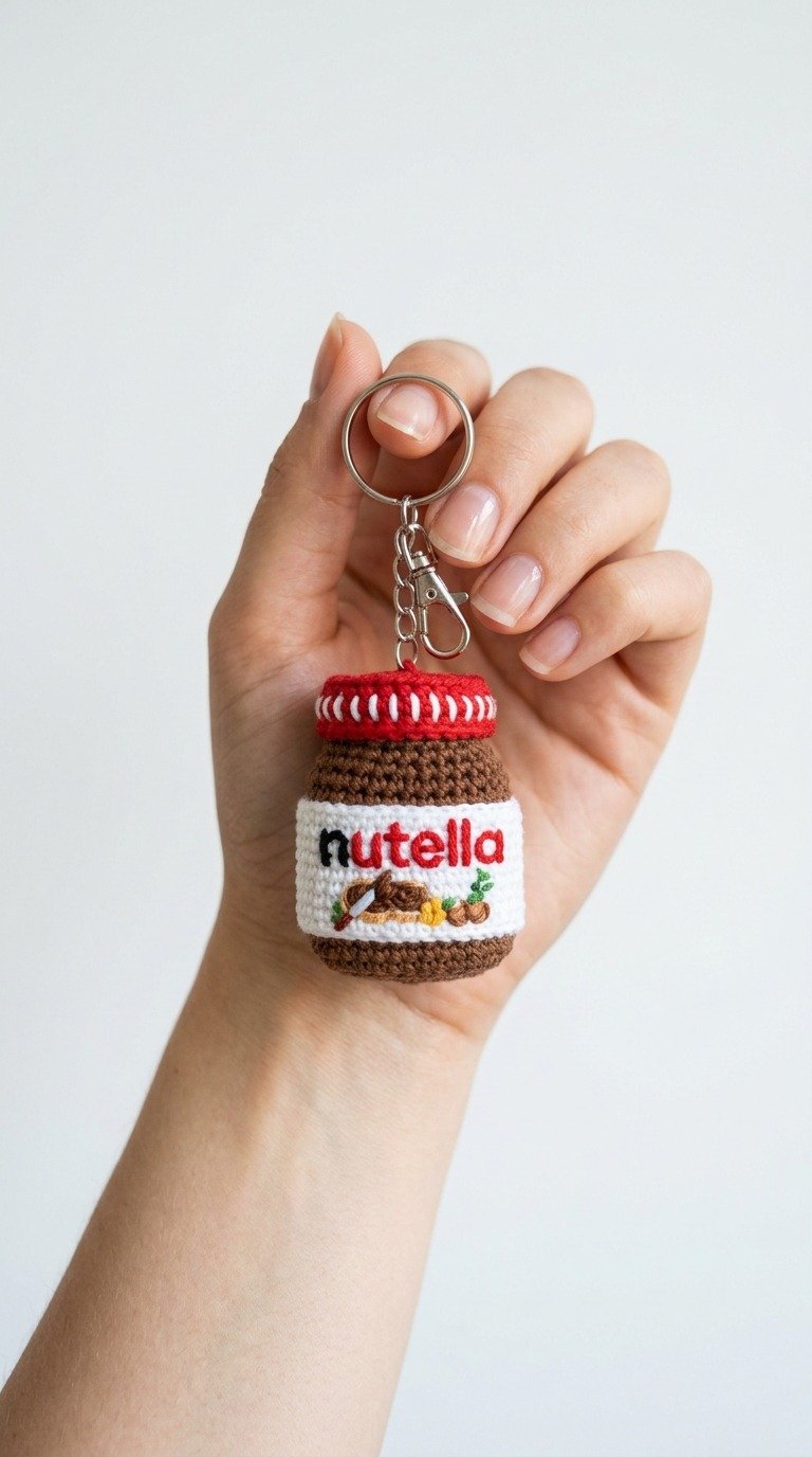 Cute Crochet Nutella Keychain: Free Amigurumi Pattern
