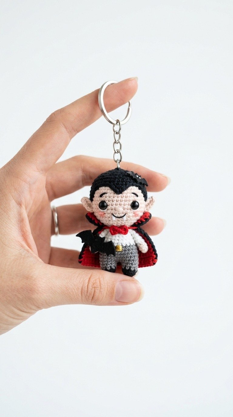 Spooky Cute Crochet Vampire Keychain Free Pattern