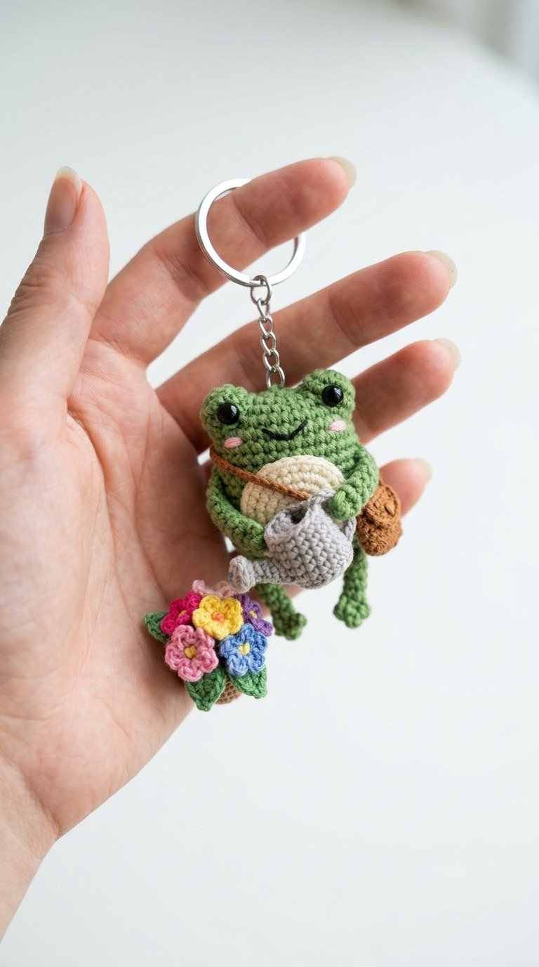Adorable Crochet Frog Keychain Free Pattern