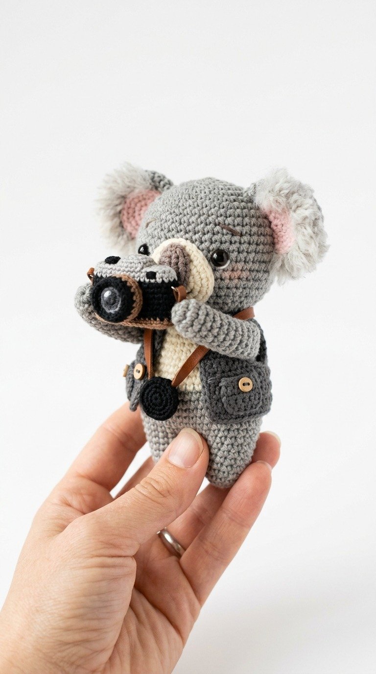 Adorable Crochet Koala Photographer Amigurumi Pattern