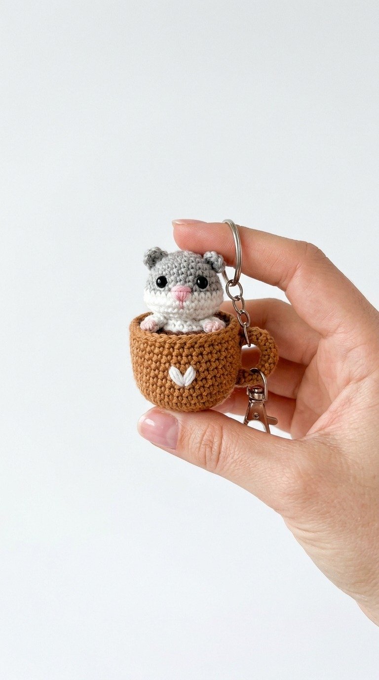 Teacup Hamster Keychain Amigurumi Free Pattern