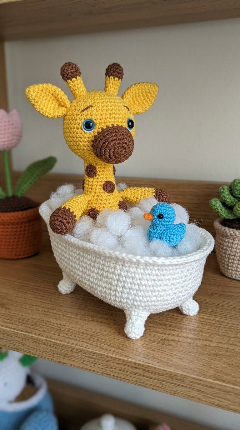 Adorable Crochet Giraffe in Bathtub Amigurumi Pattern