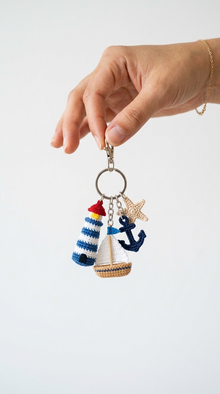 Adorable Crochet Nautical Keychain Free Pattern
