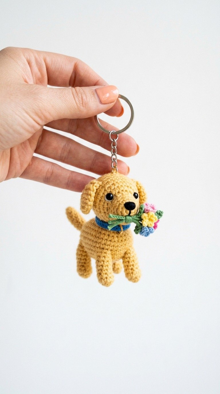 Adorable Crochet Dog Keychain Free Pattern
