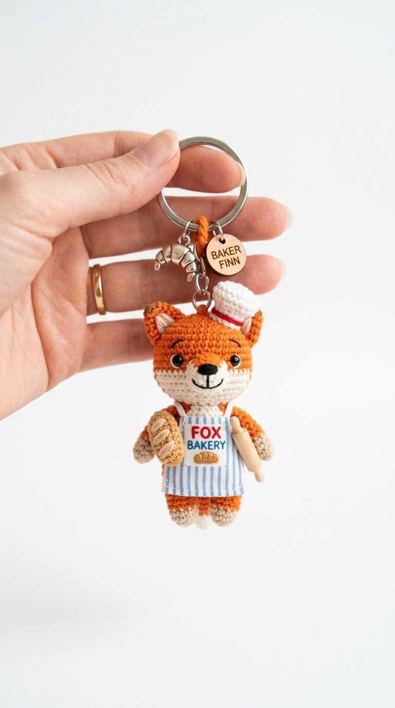 Adorable Crochet Fox Baker Keychain Pattern