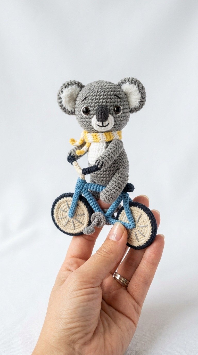 Adorable Crochet Koala on Bicycle Amigurumi Pattern