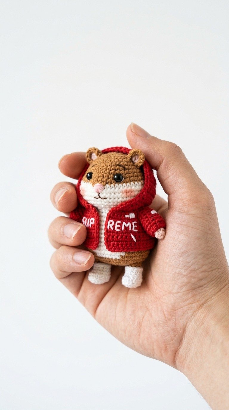Cute Crochet Hamster in Red Hoodie Free Amigurumi Pattern