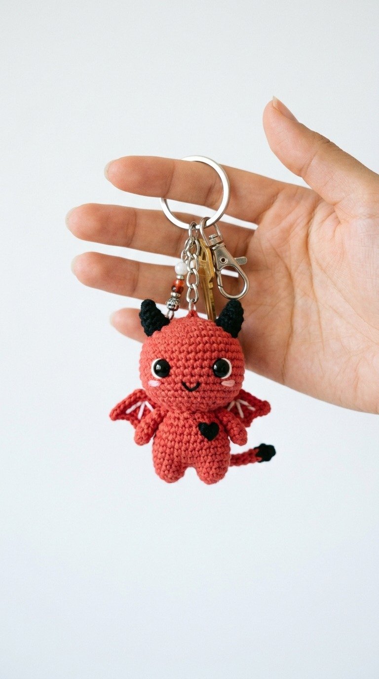 Spooky Cute Crochet Devil Keychain Pattern