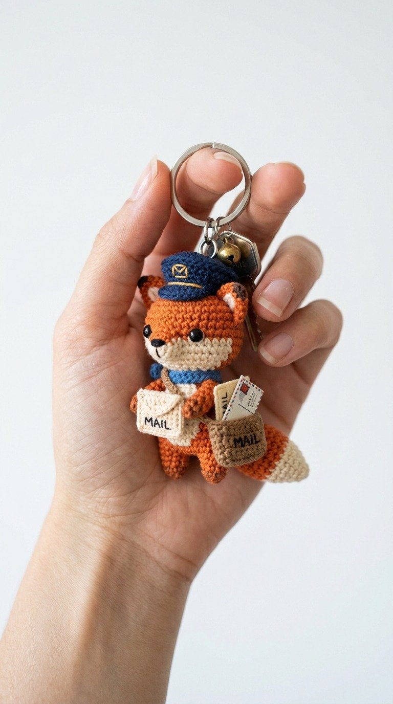 Adorable Crochet Fox Postman Amigurumi Keychain Pattern