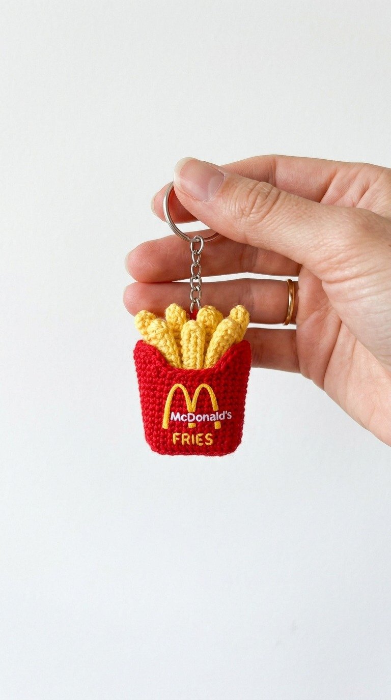 Adorable Crochet French Fries Keychain Free Pattern