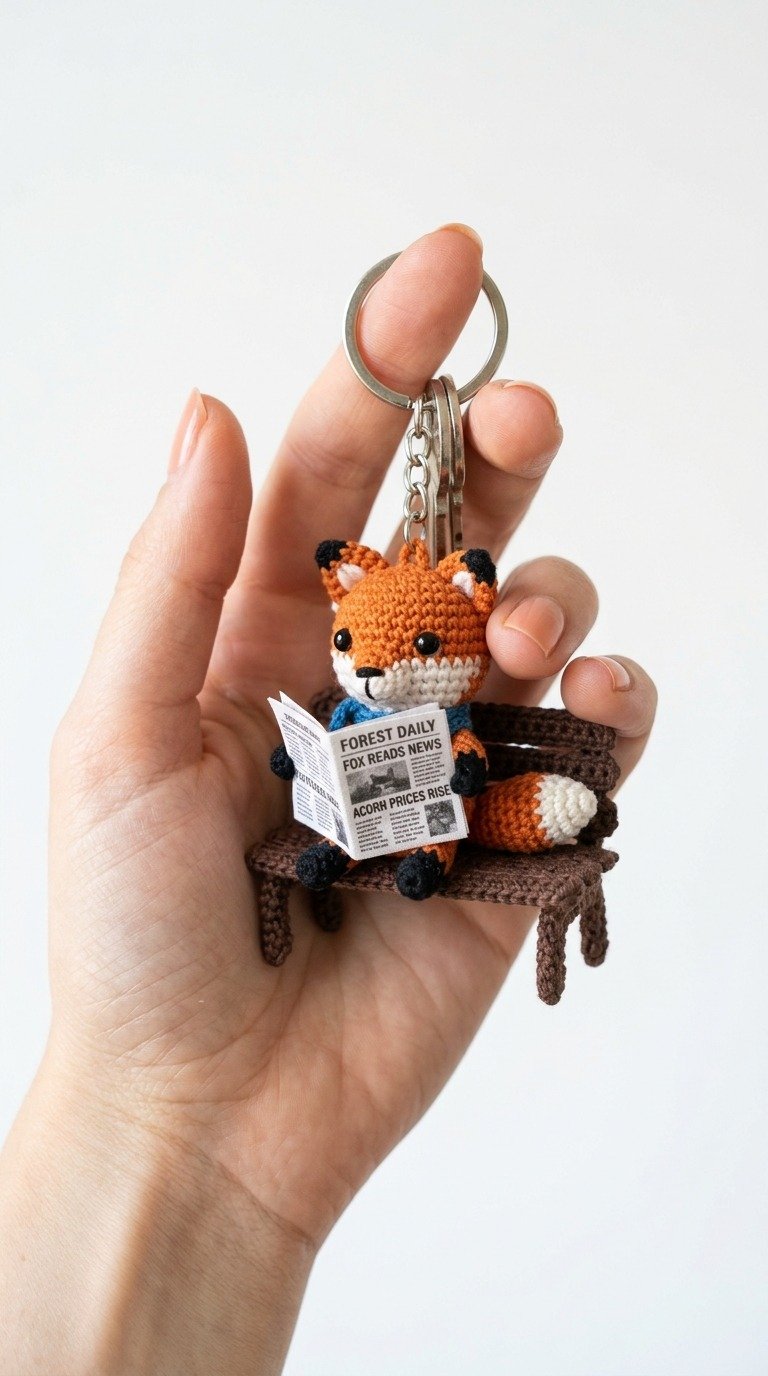 Adorable Miniature Crochet Fox Keychain Free Pattern