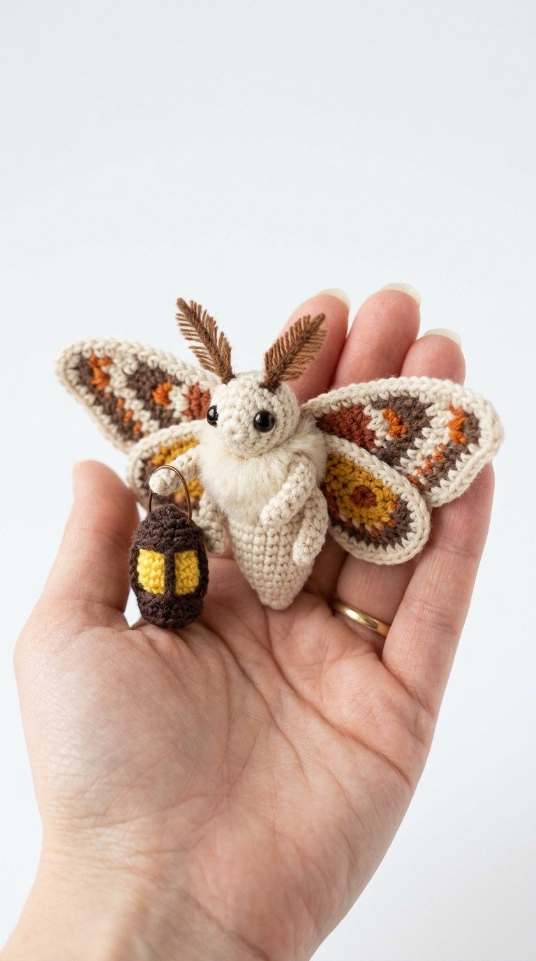 Cute Crochet Moth Amigurumi Pattern with Lantern