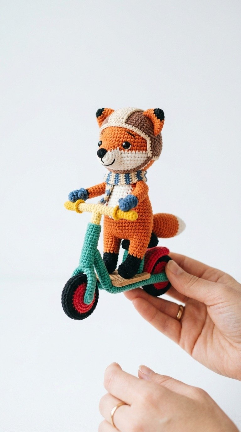Adorable Amigurumi Fox on Scooter Free Crochet Pattern