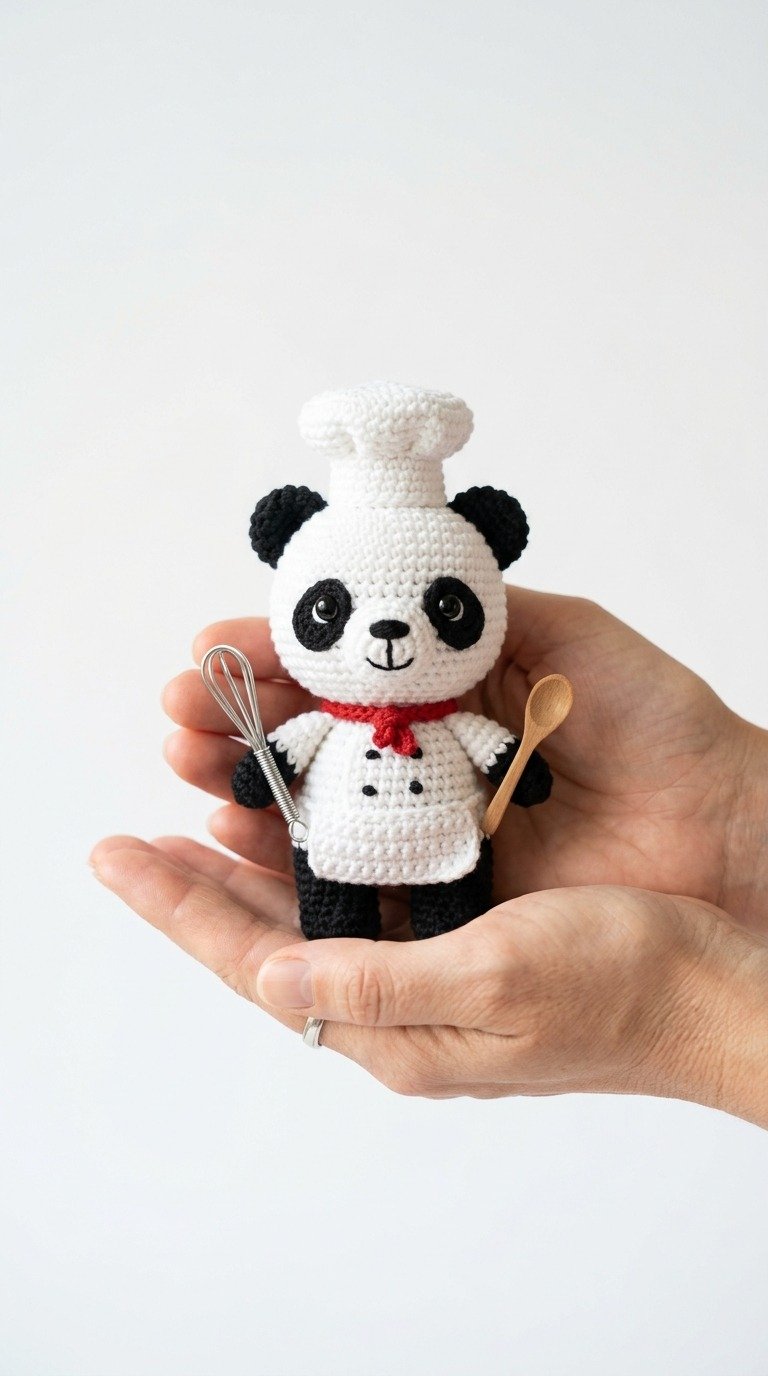 Adorable Crochet Chef Panda Amigurumi Free Pattern