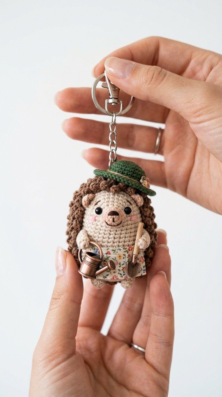 Mini Crochet Hedgehog Keychain Free Pattern