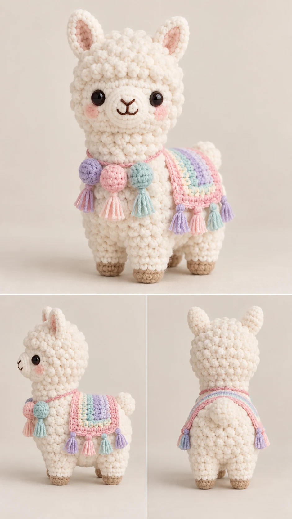 Fluffy crochet baby alpaca amigurumi