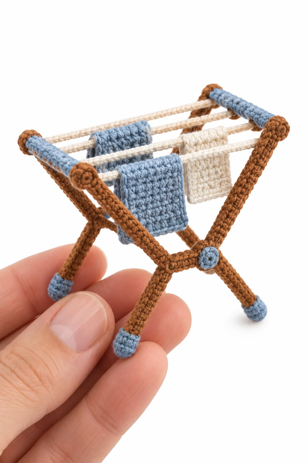 Cinnamon miniature crochet accordion-style film drying rack