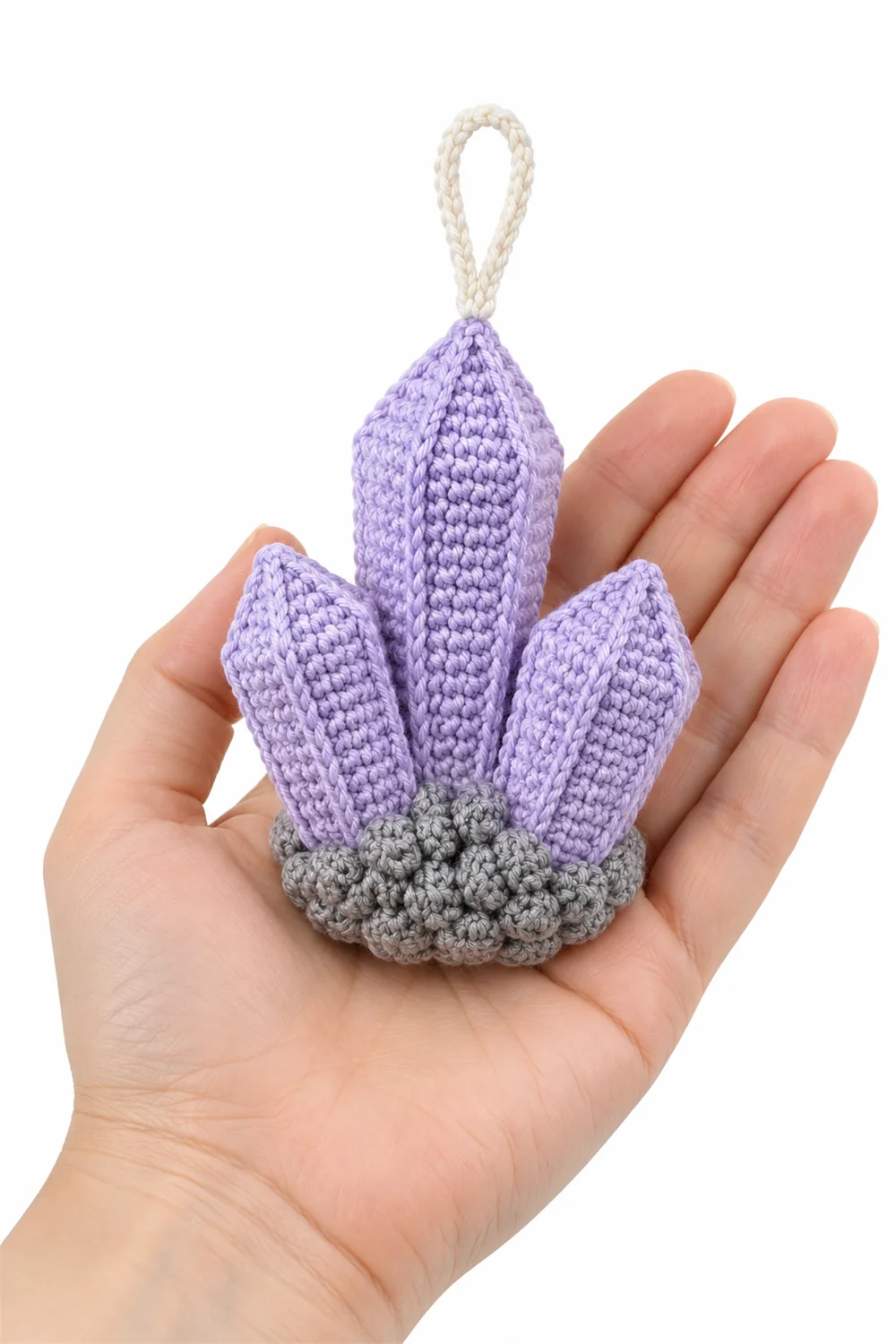 Crochet charm shaped like a cluster of crystals
