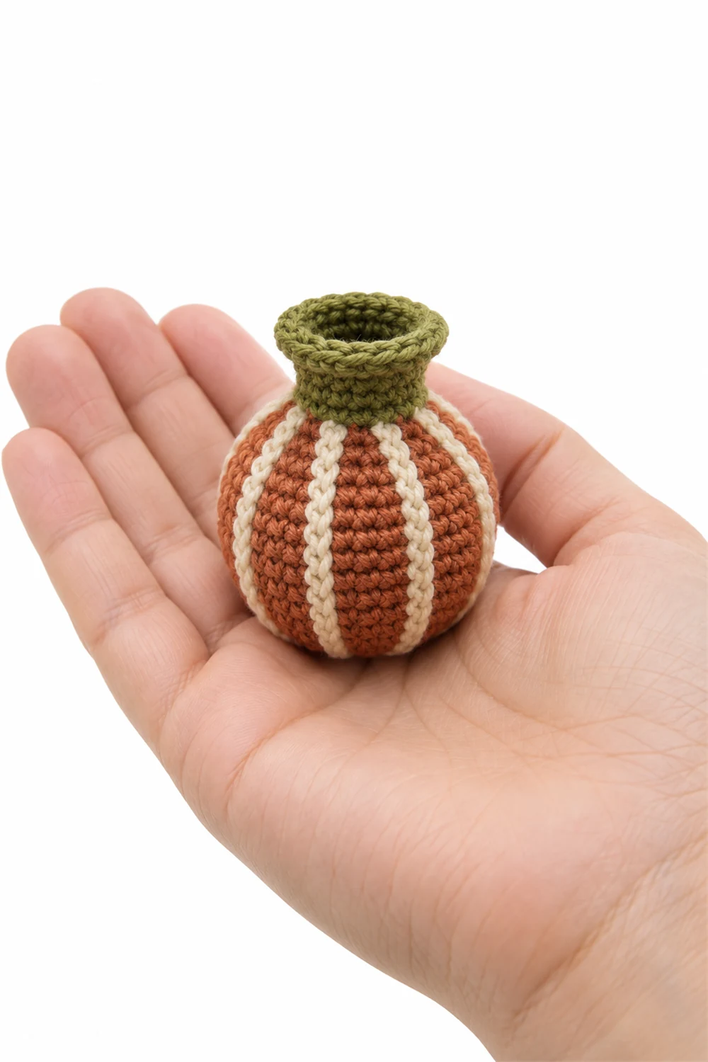 Miniature rust crochet ribbed vase