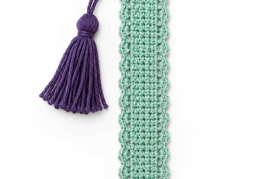 Mint green crochet raven bookmark for Halloween reading