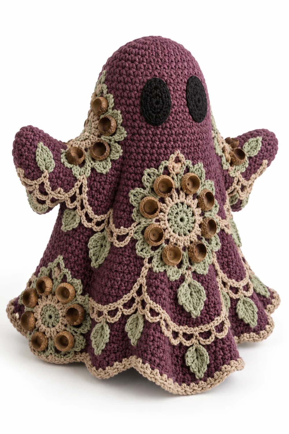 Mulberry purple crochet ghost cushion in fluted relief