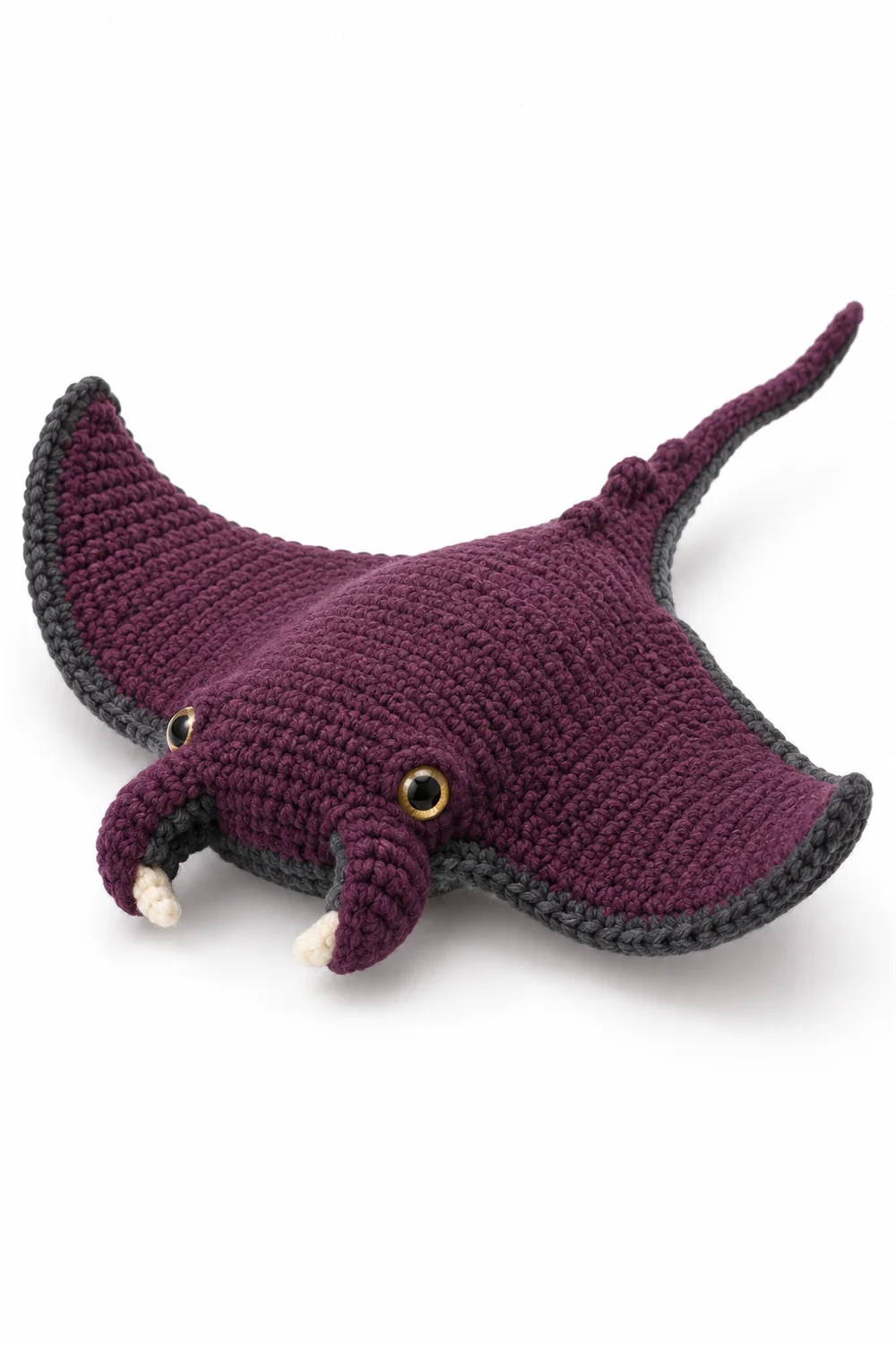 Plum purple crochet manta ray with vampire cape styling