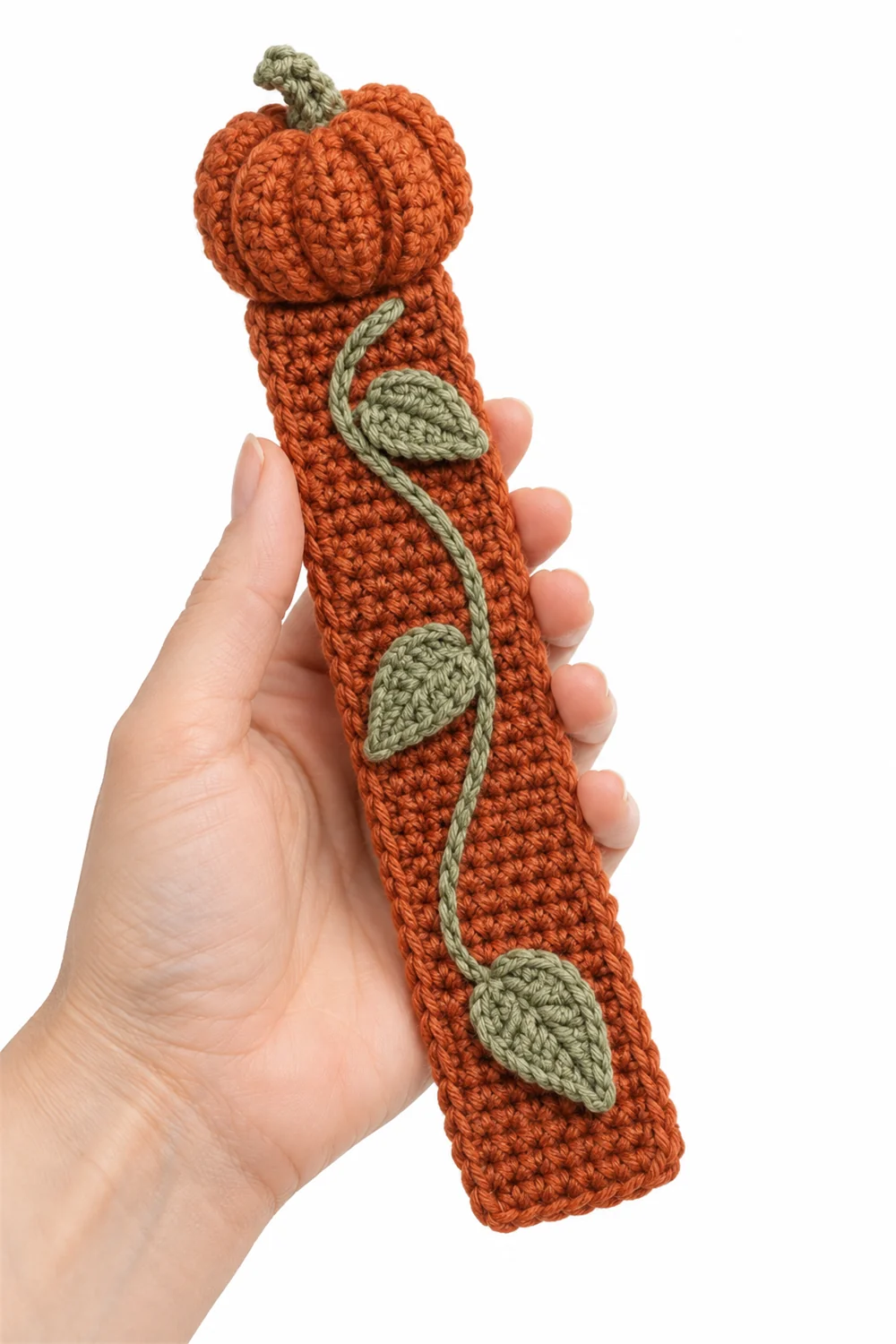 Rust orange crochet pumpkin page marker